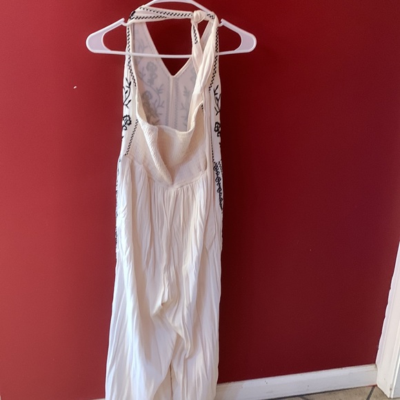 American Eagle White Embroidered Halter Jumpsuit - Picture 5 of 5